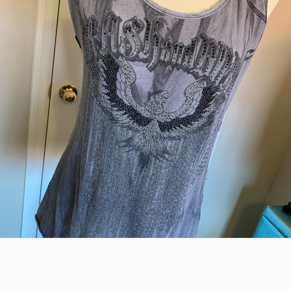 Tops - Crash And Burn GlitteryTank Top With Lace Back. L